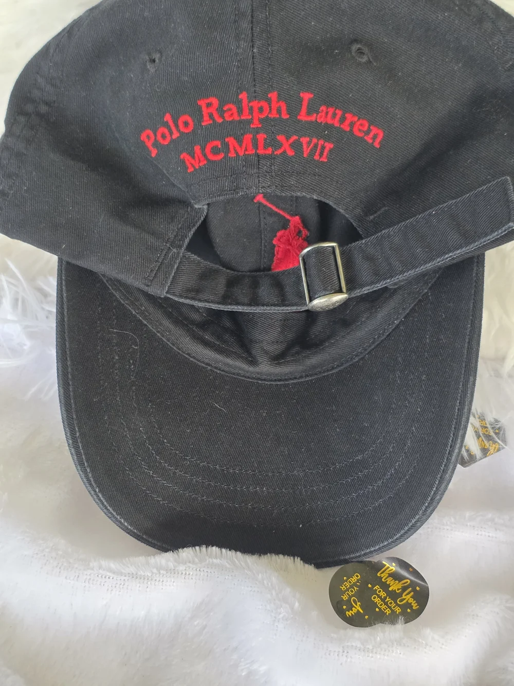 Polo by Ralph Lauren Black Cap with Red Pony & Number Embroidery